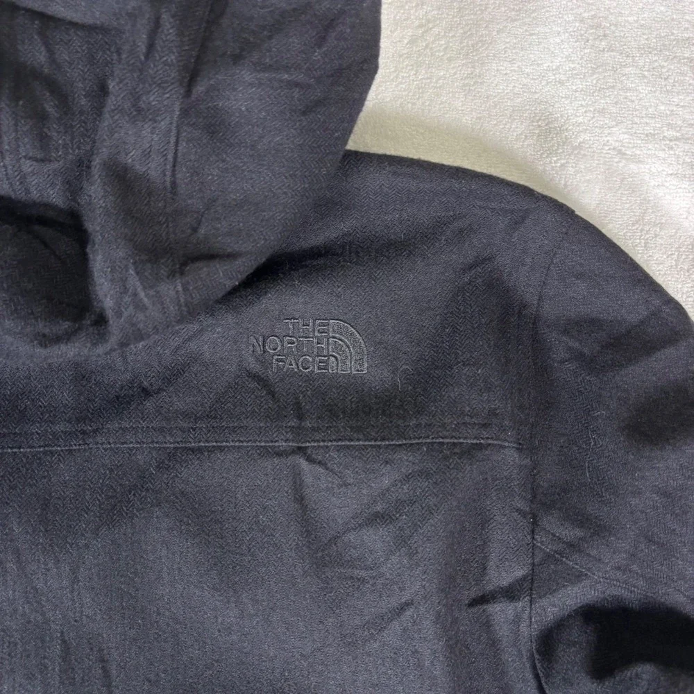 The North Face Field Jacket Mens Large Black Wool Blend Hooded Utility Coat Fall